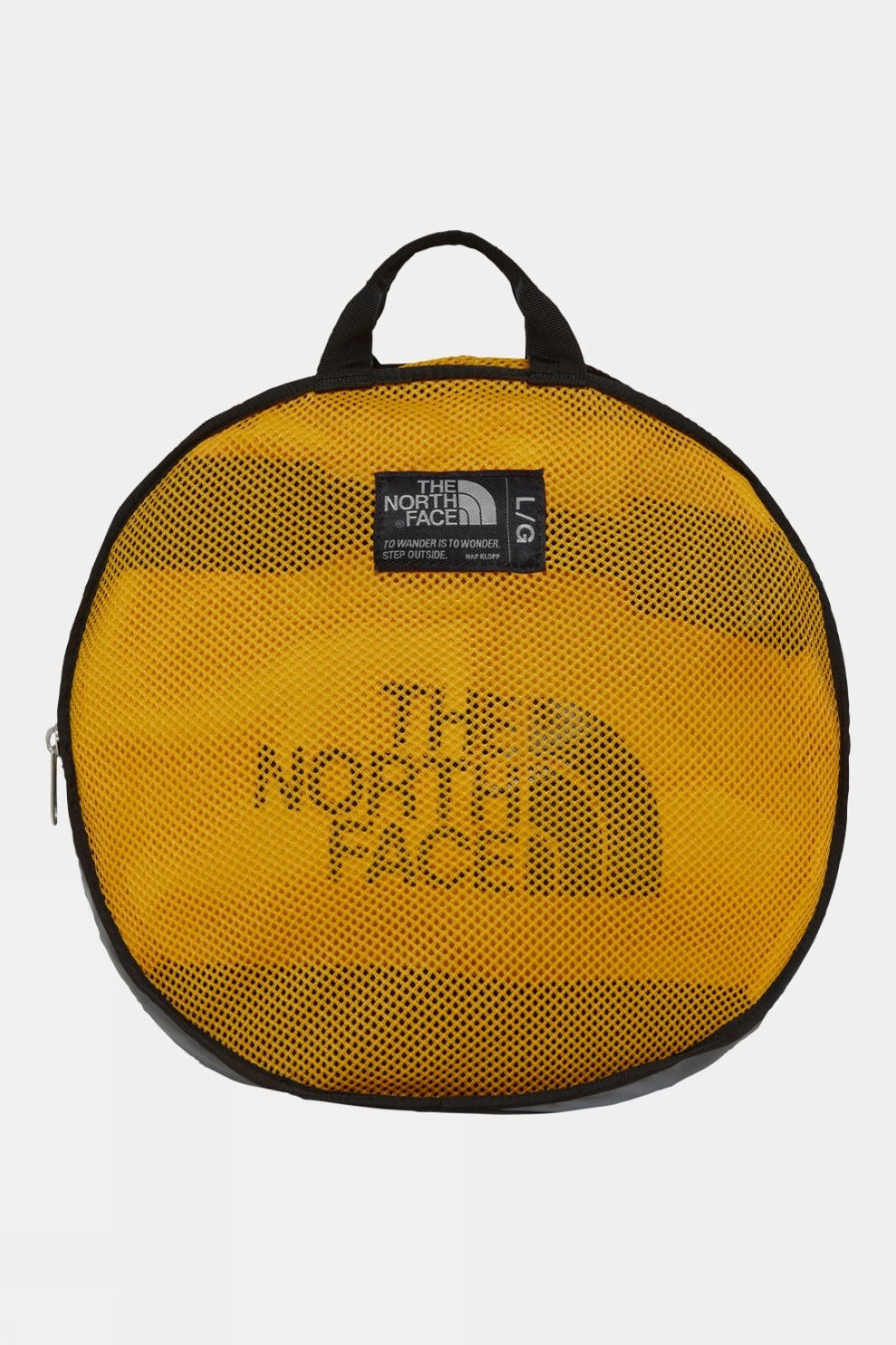 Round yellow mesh storage pouch supplied with The North Face Base Camp Duffel Large