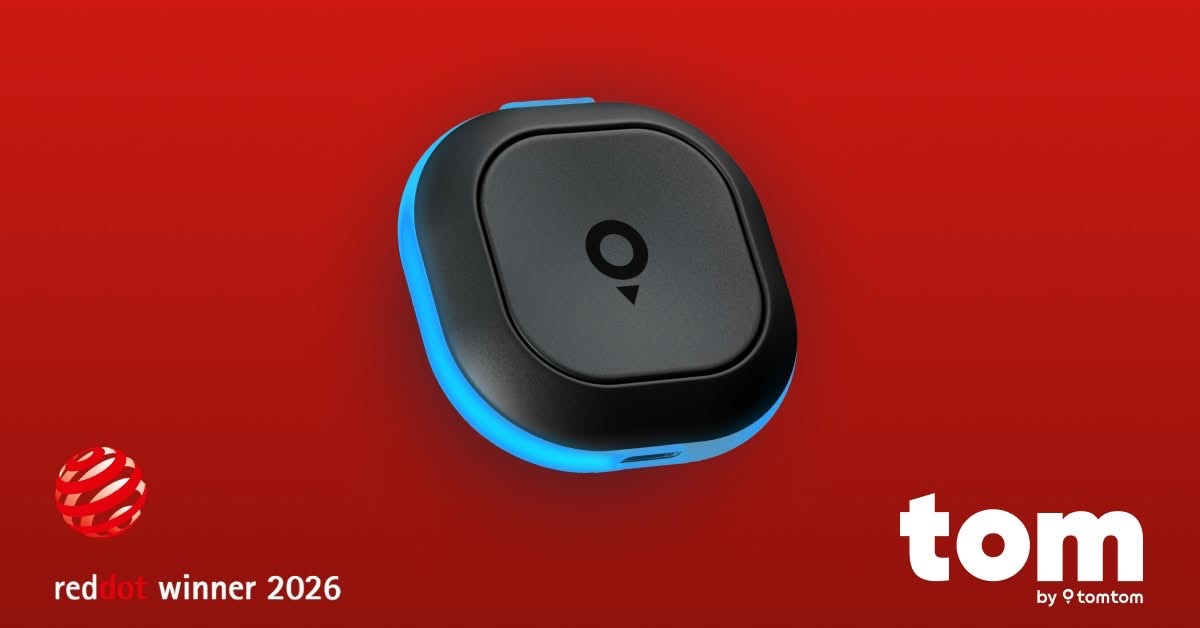 TOM by TomTom warning device pictured as a Red Dot winner 2026